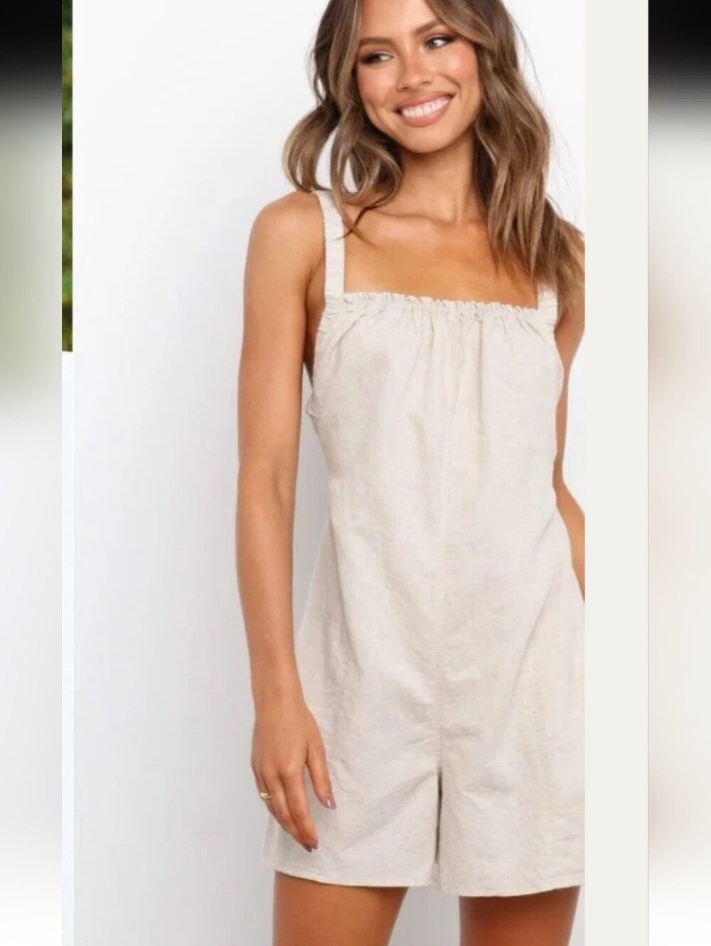 Petal And Pup Light Beige Linen/Cotton Romper Size 10